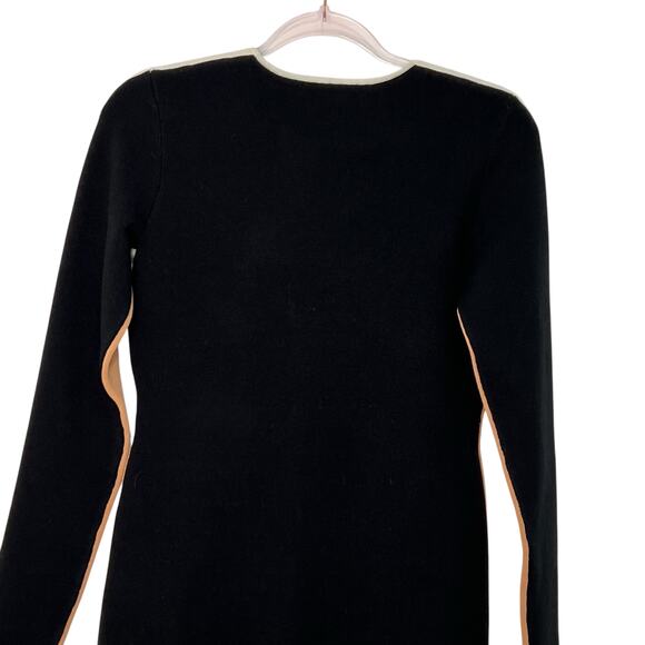 Diane Von Furstenberg Small Merino Wool Blend Sweater Dress Tan Black Colorblock - Picture 8 of 11